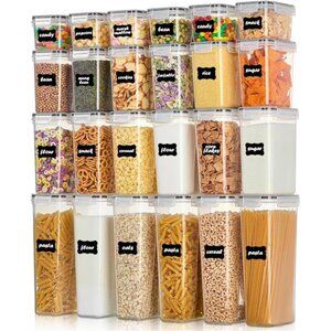 Airtight Food Storage Containers with Lids 24 pcs Plastic Kitchen Organization